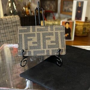 Fendi Roma Monogram Card Holder Unisex 4”x 2.5” EUC
